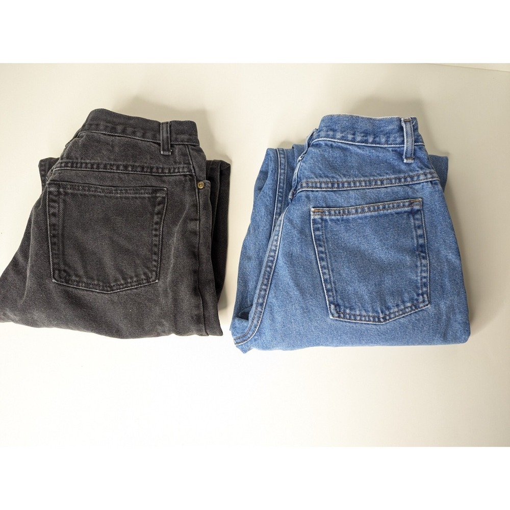 LL Bean VTG Lot Blue & Black Jeans Original Fit Relaxed Leg Denim Women's Size 8
